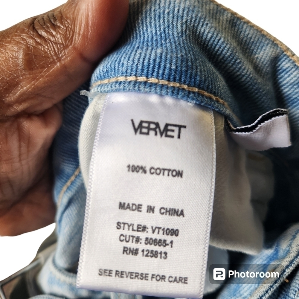VERVET by Flying MonkeySuper High Rise Distressed Crop Straight Jeans Sz. 31 - Picture 6 of 7